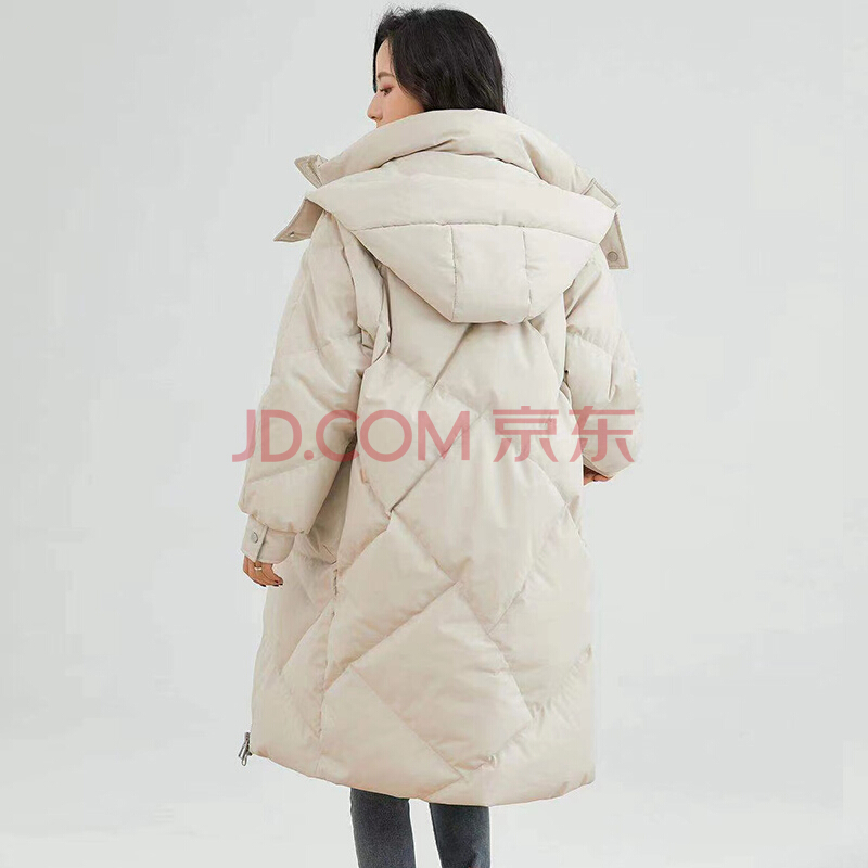 鸭鸭羽绒服女2021年新款长款冬季高端鸭绒加厚显瘦休闲过膝韩版外套 黑色 M